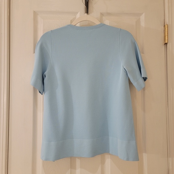 Stella McCartney Knit Short Sleeve Shirt Top Size EU 34 Blue High Low NWT NEW - Picture 4 of 15